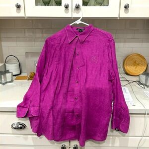 Purple button down blouse with matching tank top